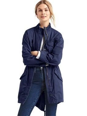 Gap Long Navy Utility Jacket - Women